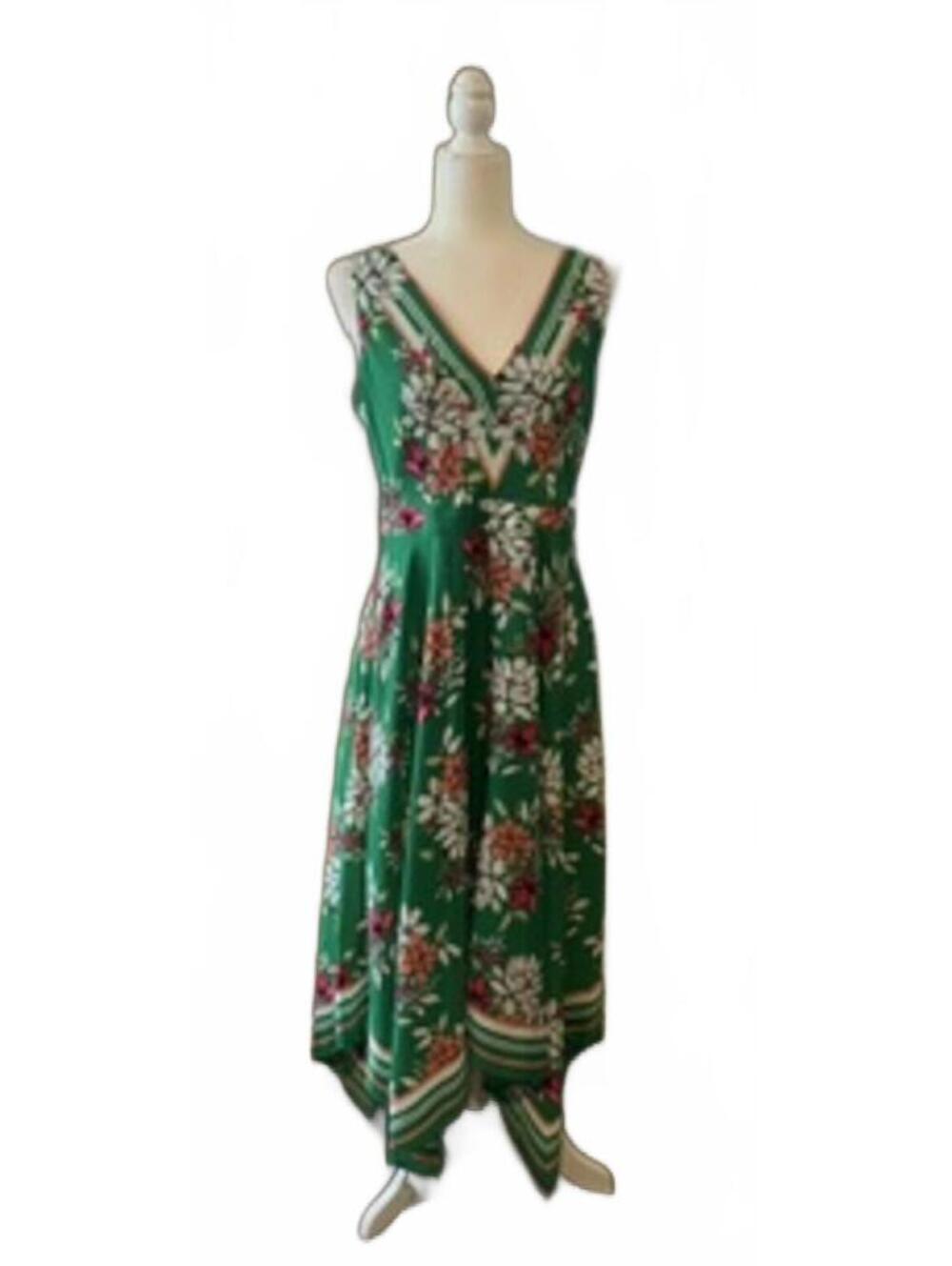 Vince Camuto Green Floral Sleeveless Dress Size 10